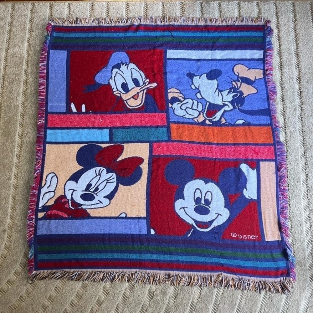 VTG Disney Mickey Mouse and friends blanket home decor Kidcore Cartoon